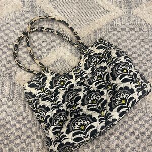 Vera Bradley Fanfare tote black white round handle large tote purse